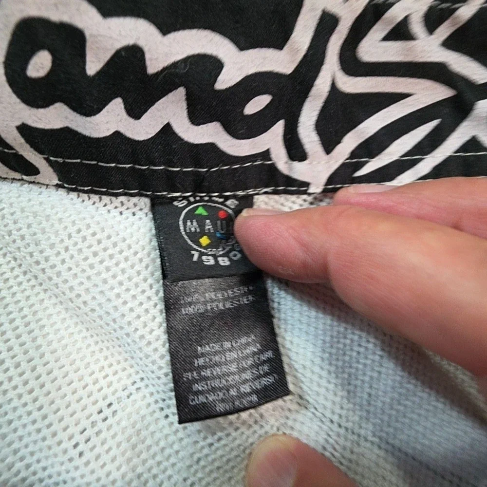 Maui And Sons Board Shorts Mens 34 White Plaid Surf Swim Quick Dry Lined Logo